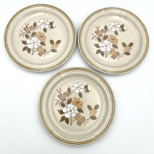 Vintage 1970s Crown Manor Autumn Blossom 6.5" Salad Plates Set of 3 Japan Floral